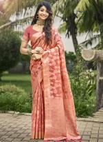 Organza Pink Traditional Wear Printed Saree